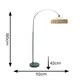 image 2 of ValueLights Louis Black Arched Curved Floor Lamp with Natural Rope Pendant Lamp Shade and LED Bulb