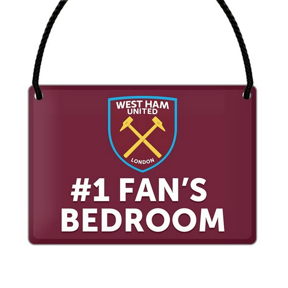 image 1 of West Ham United FC Official Number 1 Fan Football Crest Bedroom Sign - Claret/Blue - One Size