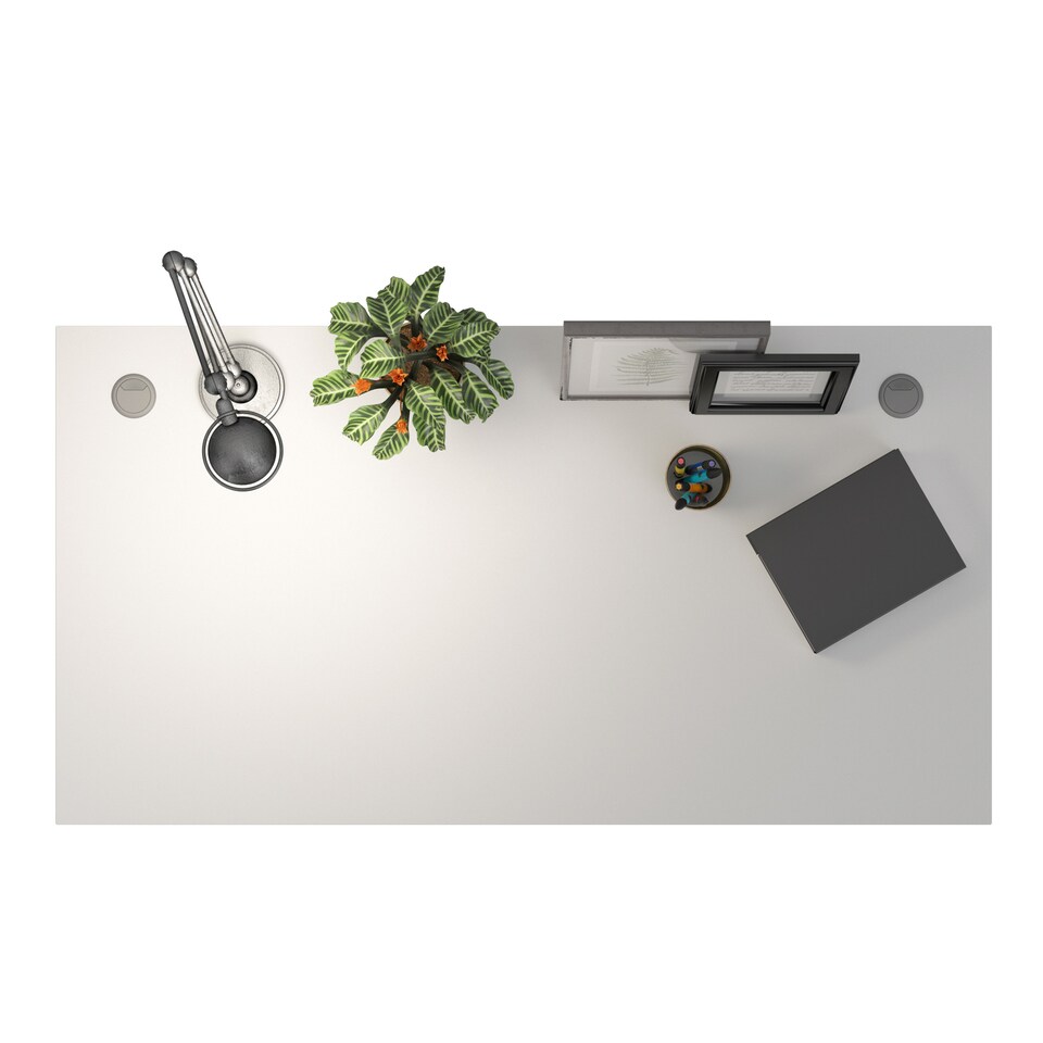 image 1 of Prima Desk 150cm in White with Height Adjustable Legs with Electric Control in Silver Grey Steel