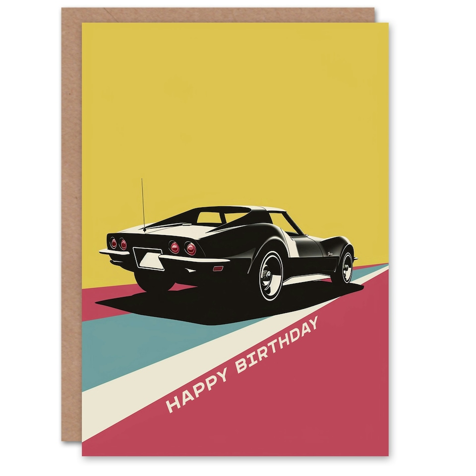 image 1 of Sports Car Modern Geometric Colour Block Him Birthday Card