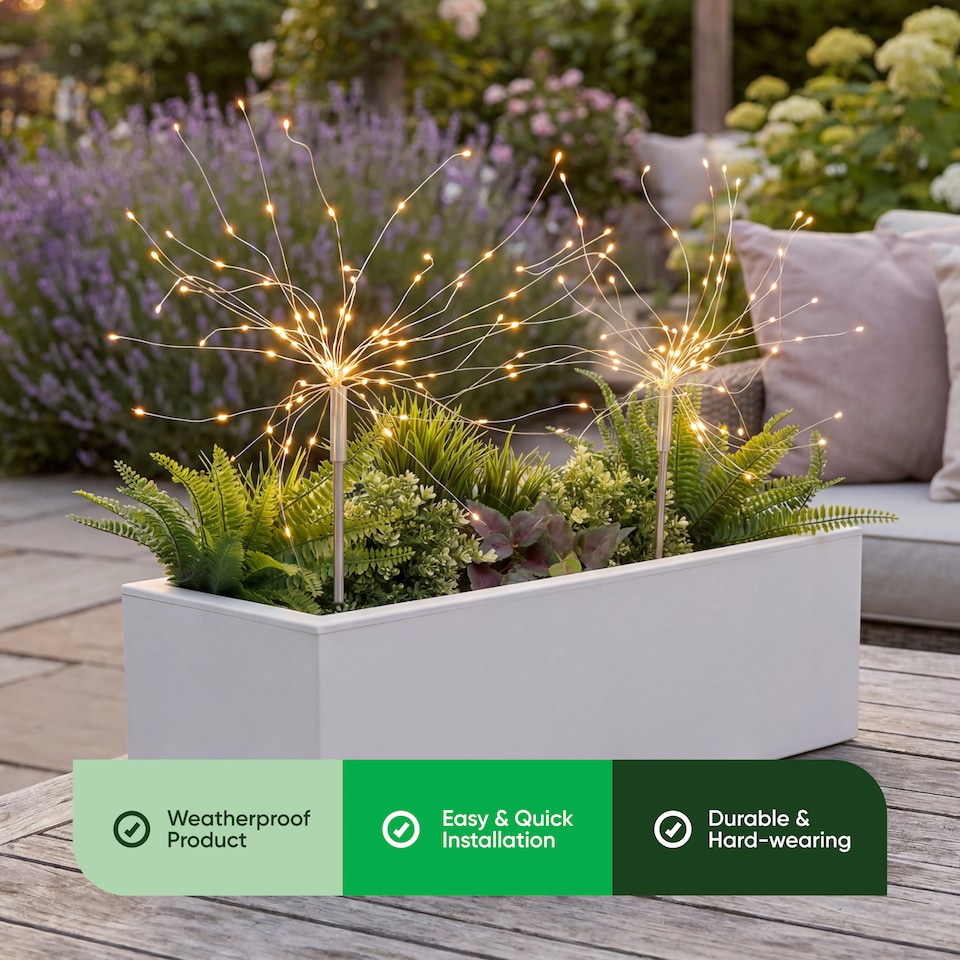 image 1 of Gardenwize Pack of 2 Solar Starburst LED Stake Lights Outdoor