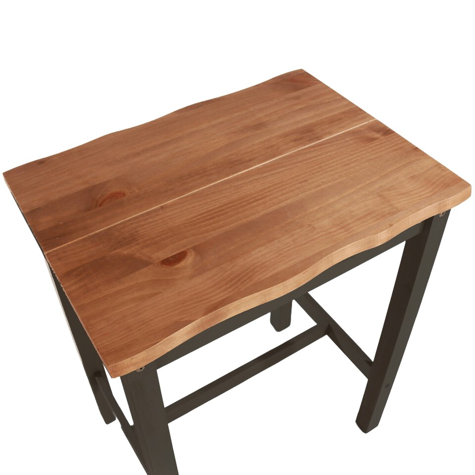 image 1 of Corona Wavy Edge Rectangular High Breakfast Bar Table & 2 Bar Stool Set - Black or Grey Frame | Black | Black | 1