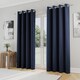 image 1 of Enhanced Living Nightfall Plain Supersoft Navy Thermal Blockout Eyelet Curtains (PAIR) - 46 x 54 inch (117 x 137cm) | Blue | Navy | 2