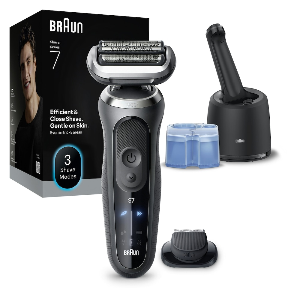 image 1 of Braun Series 7 Electric Shaver, SmartCare Center, +1 Attachment, 72-G7200CC, Grey