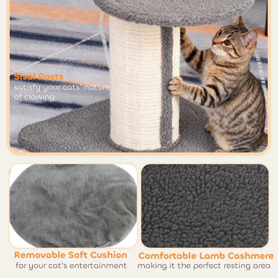 image 1 of PawHut 91cm Scratching Posts Cat Tree Activity Centre for Indoor Cats