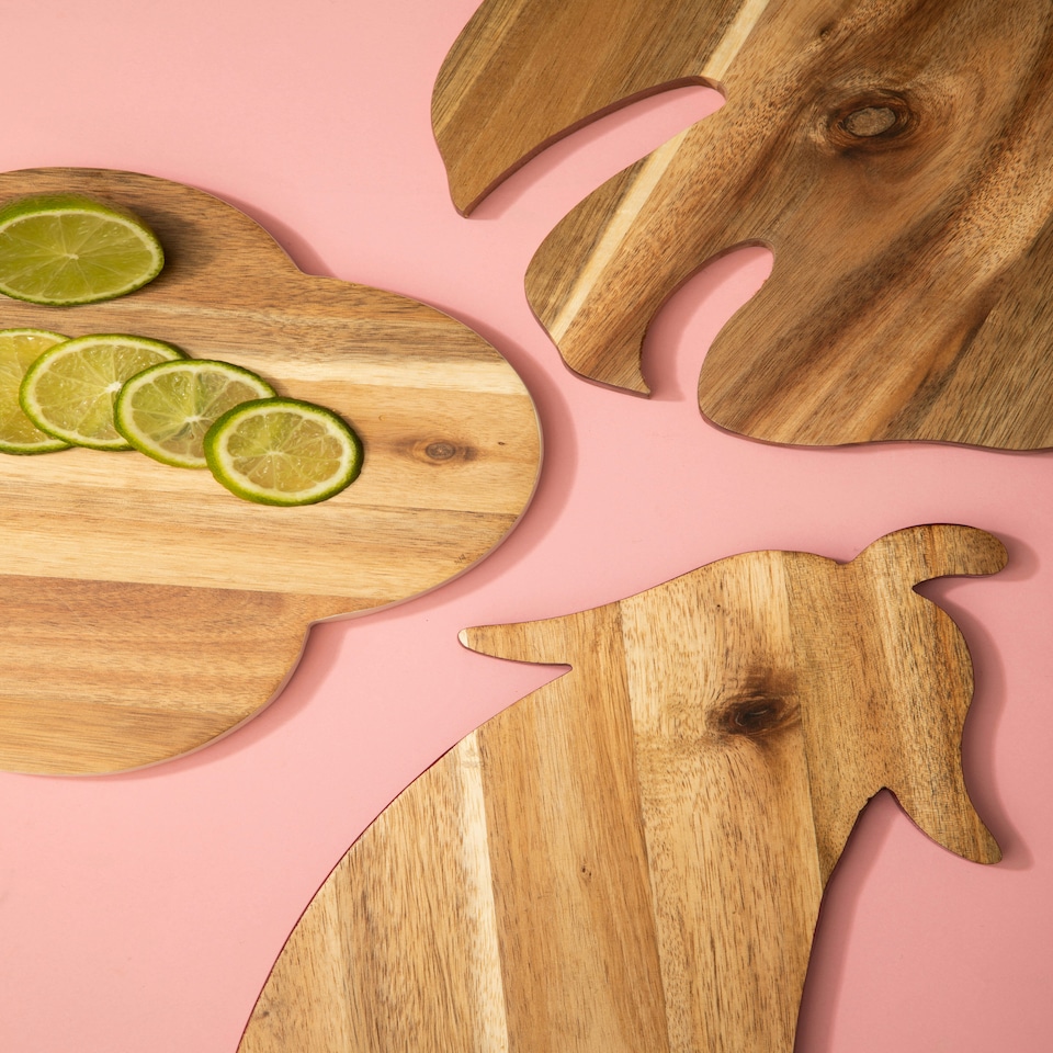 image 1 of Interiors by Premier Aubergine Design Chopping Board with Brown Edge, Acacia Wood Cutting Board For Kitchen, Wooden Chopping Board