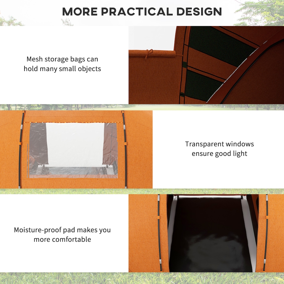 image 1 of Outsunny 4-6 Persons Camping Tent Dome Family Travel Group Hiking Room Fishing