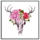 image 4 of Deer animal skull with flowers and feathers (Picutre Frame) Brown | Oak | S