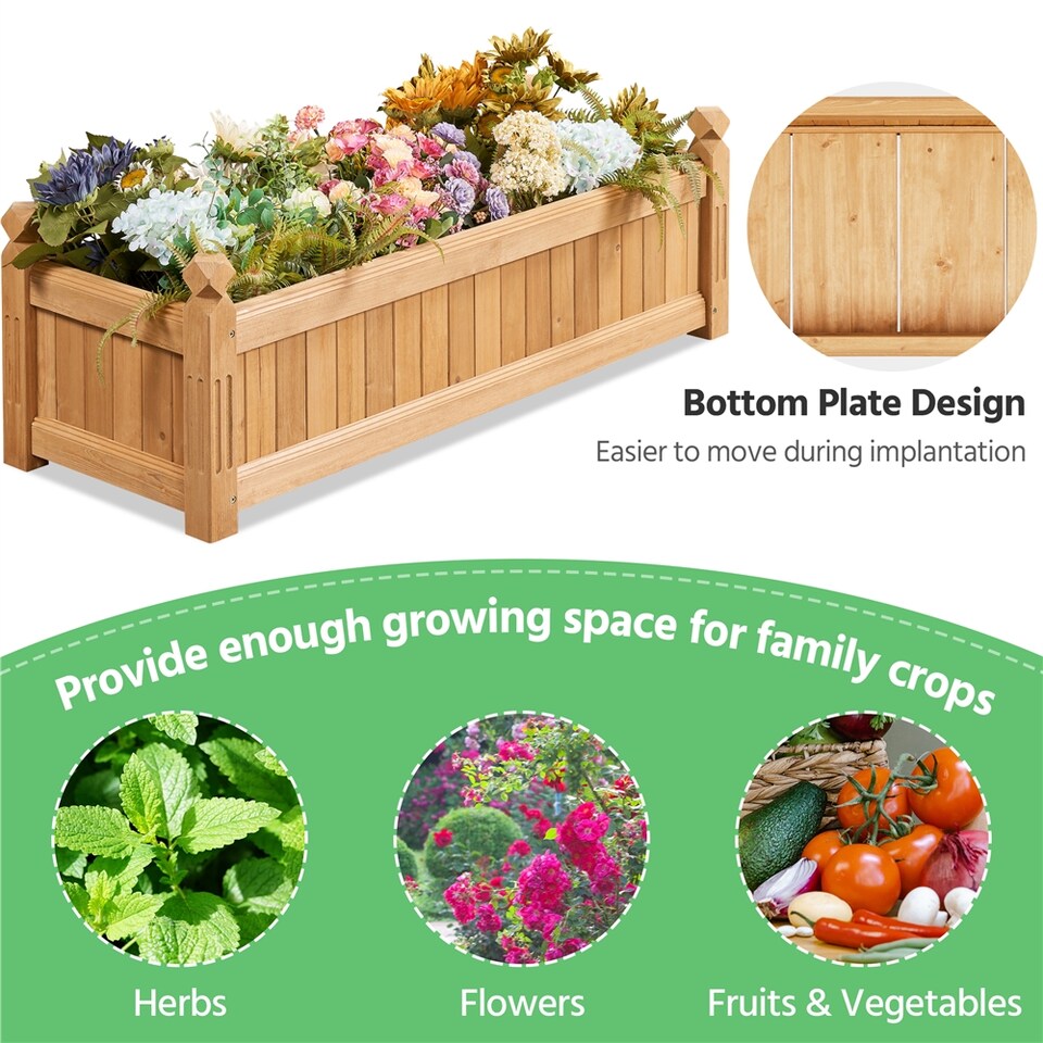 image 1 of Yaheetech Wood Rectangular Garden Planter-110.5 cm L