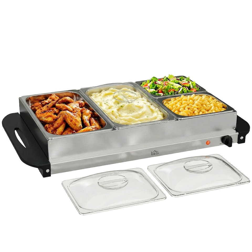 image 1 of HOMCOM 4 Tray Electric Food Warmer Buffet Server with Adjustable Temp 300W