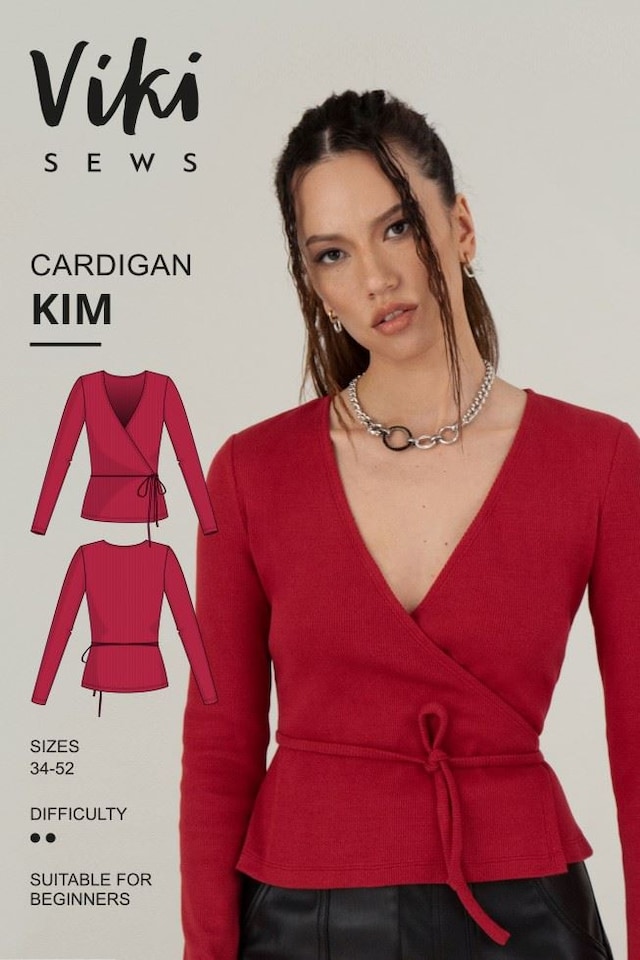 image 1 of Vikisews Kim Cardigan Paper Sewing Pattern – Women’s Cardigans & Tops, UK Sizes Uk 4–22, Easy