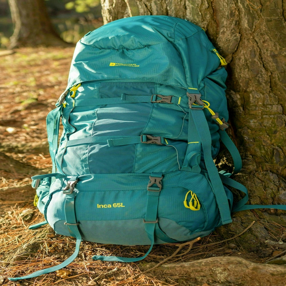 image 1 of Mountain Warehouse 65L Large Backpack Rucksack Travelling Backpacking Camping Blue | Navy