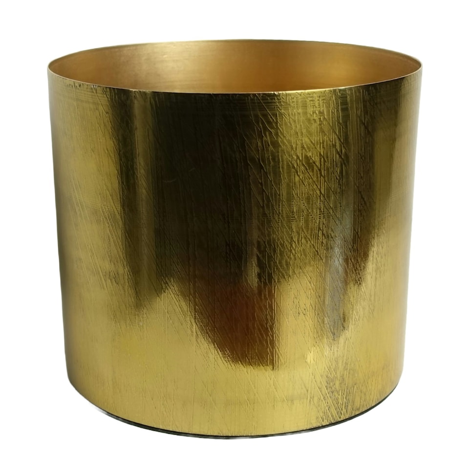 image 1 of 18cm Gold Etched Metal Planter by Leaf