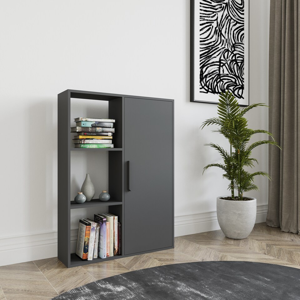 image 1 of Decorotika Patrick 3 Shelves and a Cabinet Bookcase