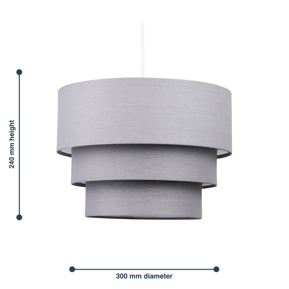 image 1 of Dark Grey 3 Tier Ceiling Light Shade | Grey | Large | 1