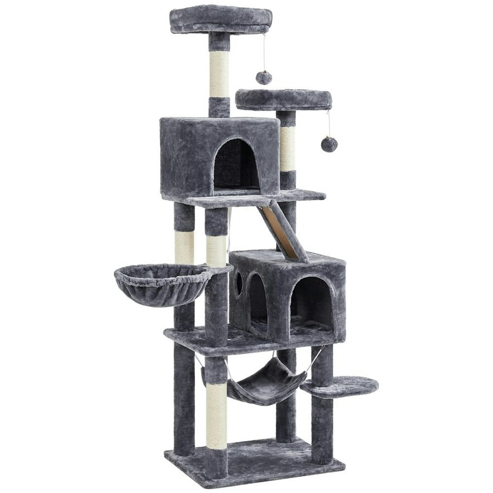 image 1 of Yaheetech 181.5 cm Multi-Level Cat Tree with Cozy Perches Dark Grey