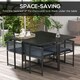 image 3 of Outsunny 5 Pieces Garden Dining Set, Outdoor Patio Cube Set, 4 Seater Outdoor Table and Chairs with Foldable Backrest, Tempered Glass Top, Handwoven Rope for Poolside, Space Saving, Dark Grey