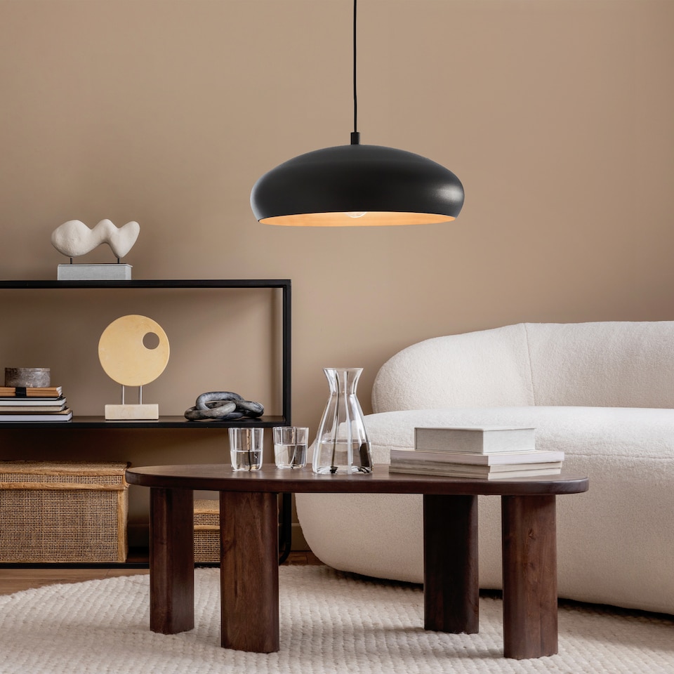 image 1 of EGLO Mogano 1 Vintage Steel Black And Copper Single Pendant Light