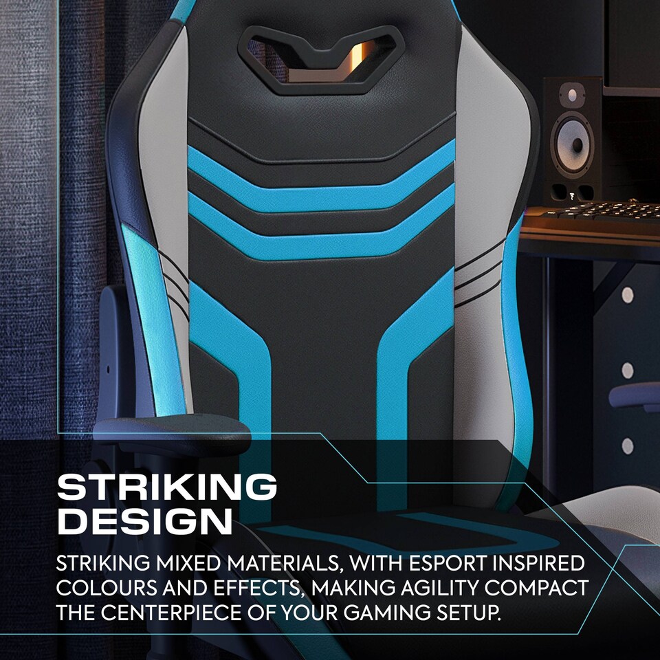 image 1 of Agility Compact Ergonomic PC Gaming Chair for Juniors - Black / Blue