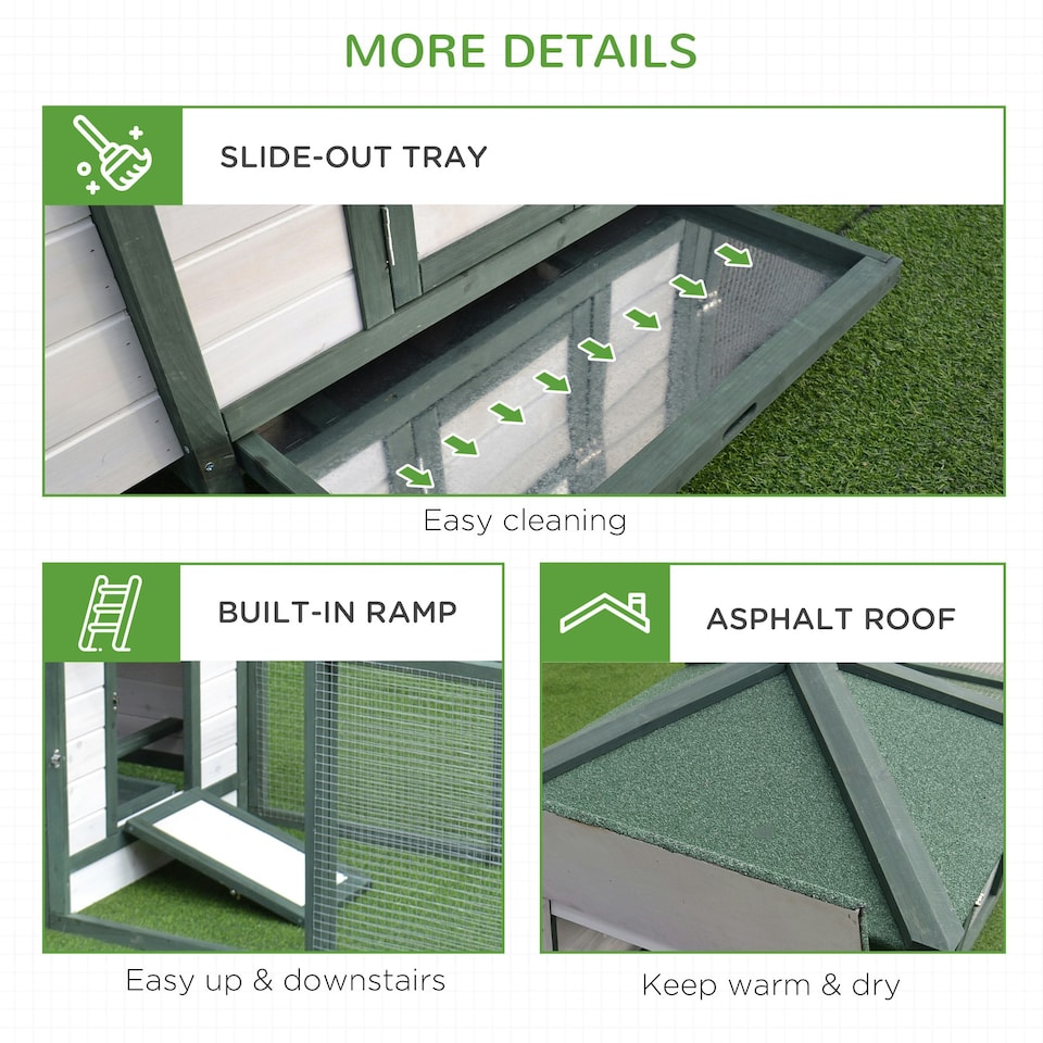 image 1 of PawHut Chicken Coop Hen Poultry House w/ Nesting Box Outdoor Run Patio Wooden