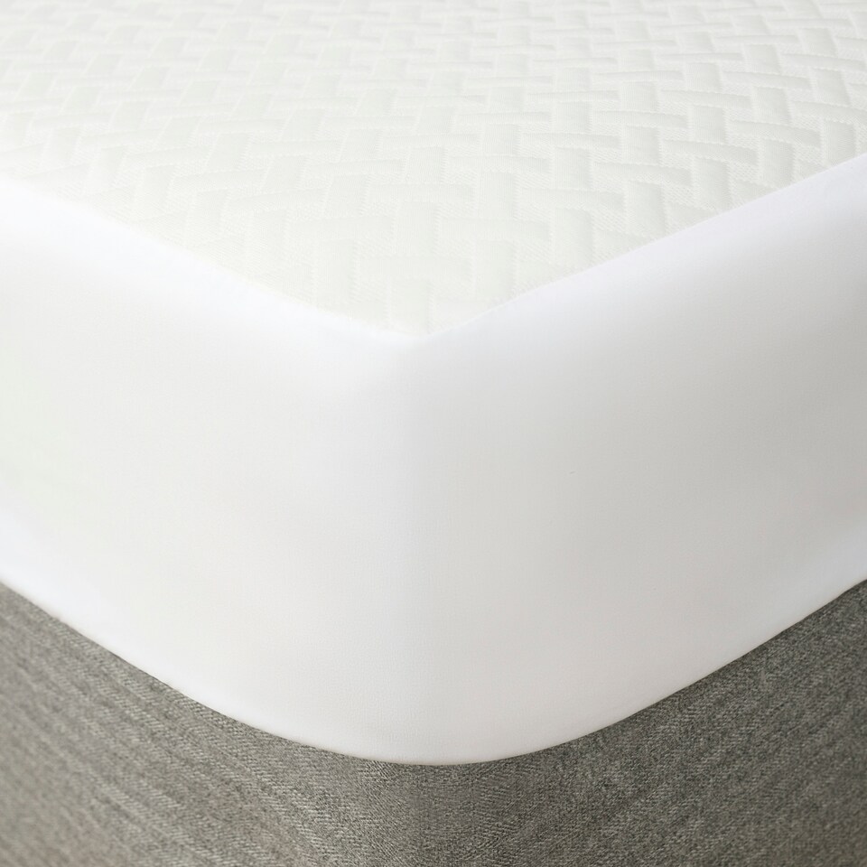image 1 of OHS Cooling Mattress Protector Soft Breathable Fitted Bed Sheet Topper Pad White | King
