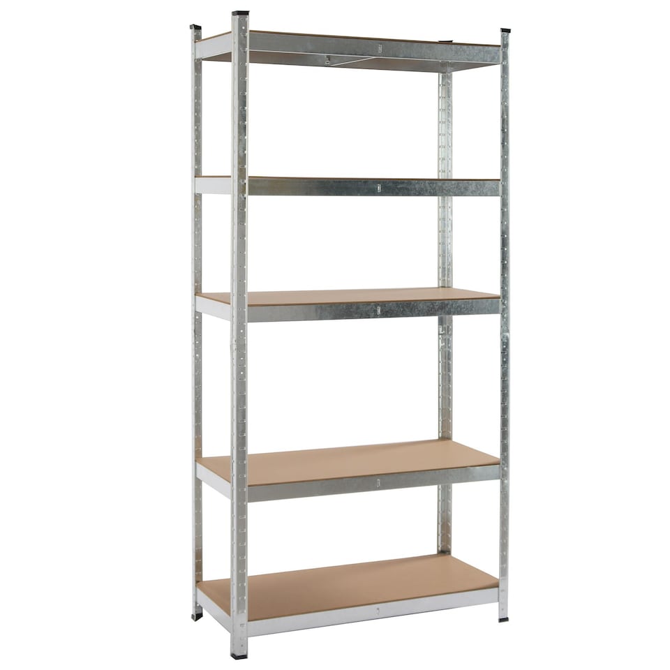 image 1 of House of Home Boltless 5 Tier Shelving Racking Heavy Duty Steel Shelf Unit Shed Garage Home | Silver | galvanised