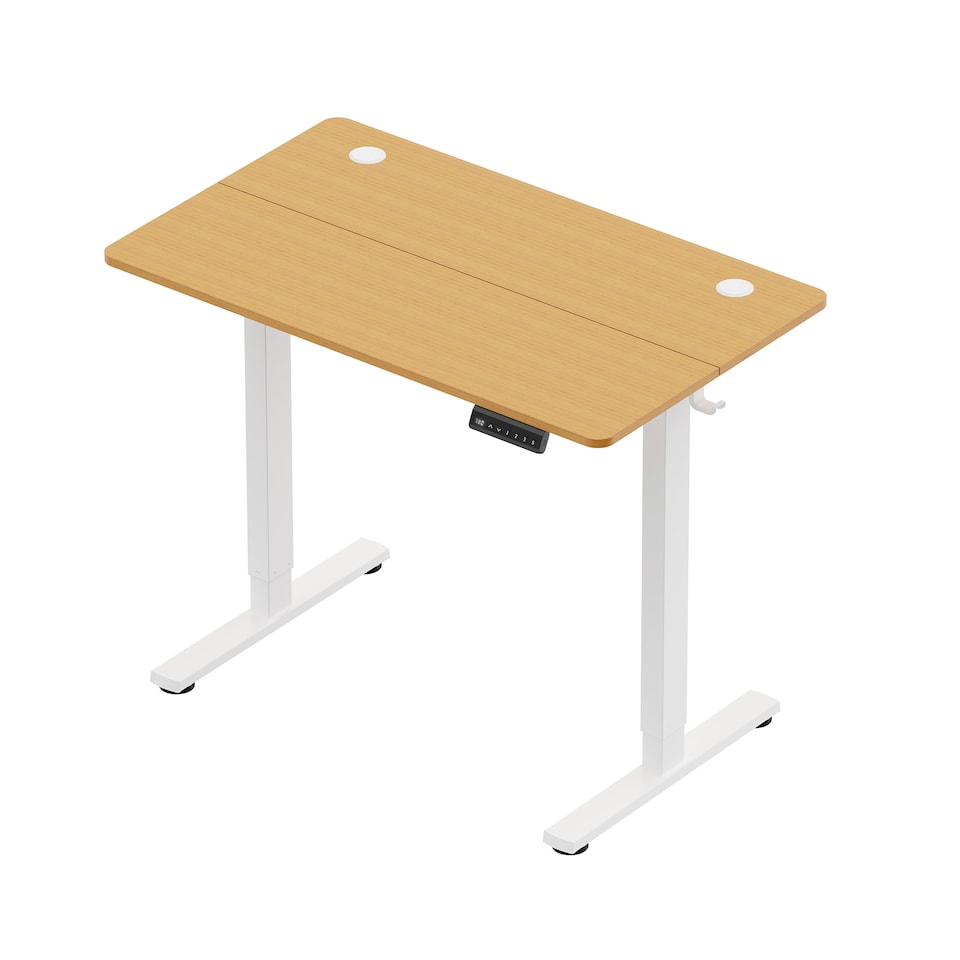 image 1 of Vonhaus Light Wood Maple Effect Electric Standing Desk 100x60cm