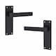 image 4 of Golden Grace 5 Sets Victorian Straight Delta Door Handles in Matt Black with 1 Pair of 3" Ball Bearing Hinges & Latches Pack - 150mm x 40mm Backplate Black