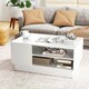 image 3 of COSTWAY Modern Coffee Table w/Storage Shelves White White