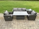 image 1 of Fimous Wicker PE Rattan Outdoor Garden Furniture Set Height Adjustable Rising lifting Dining Table With Armchair Side Table