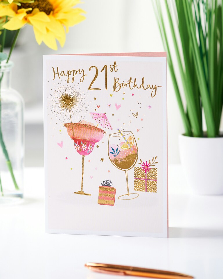 image 1 of 21st Birthday Card - Cocktail