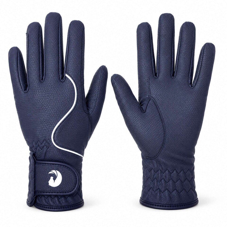 image 1 of Coco Equestrian Blue (M) Synthetic Leather Horse Riding Gloves | Blue