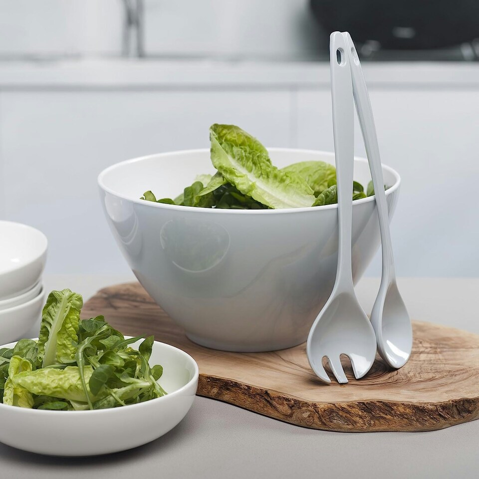 image 1 of Zeal Melamine Salad Bowl & Salad Servers Set, Duck Egg Blue Blue | Duck Egg Blue
