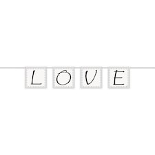 Unique Party Love Hearts Bunting - White/Black/Grey - One Size