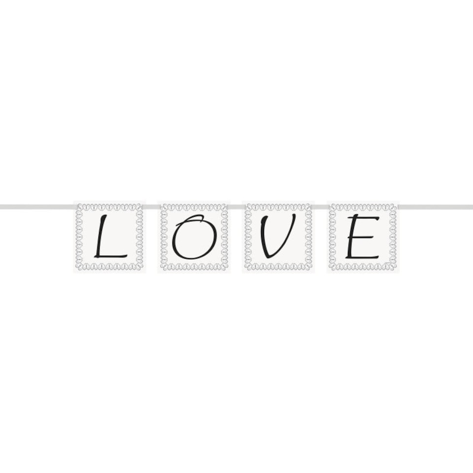 Unique Party Love Hearts Bunting - White/Black/Grey - One Size