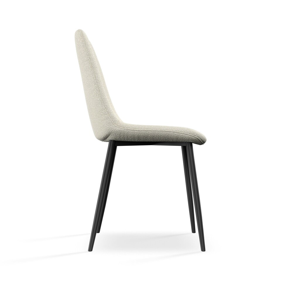 image 1 of Set Of 2 Maya Boucle Dining Chair Modern Padded Seat Metal Legs Kitchen White | Ivory White