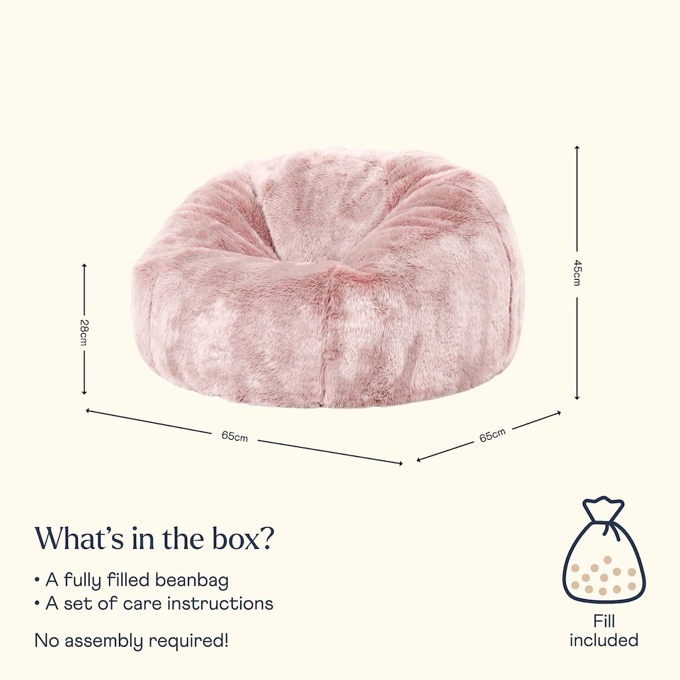 image 1 of Kids Classic Faux Fur Bean Bag Chair Light Pink Bean Bags for Children | Pink | Light Pink | 1