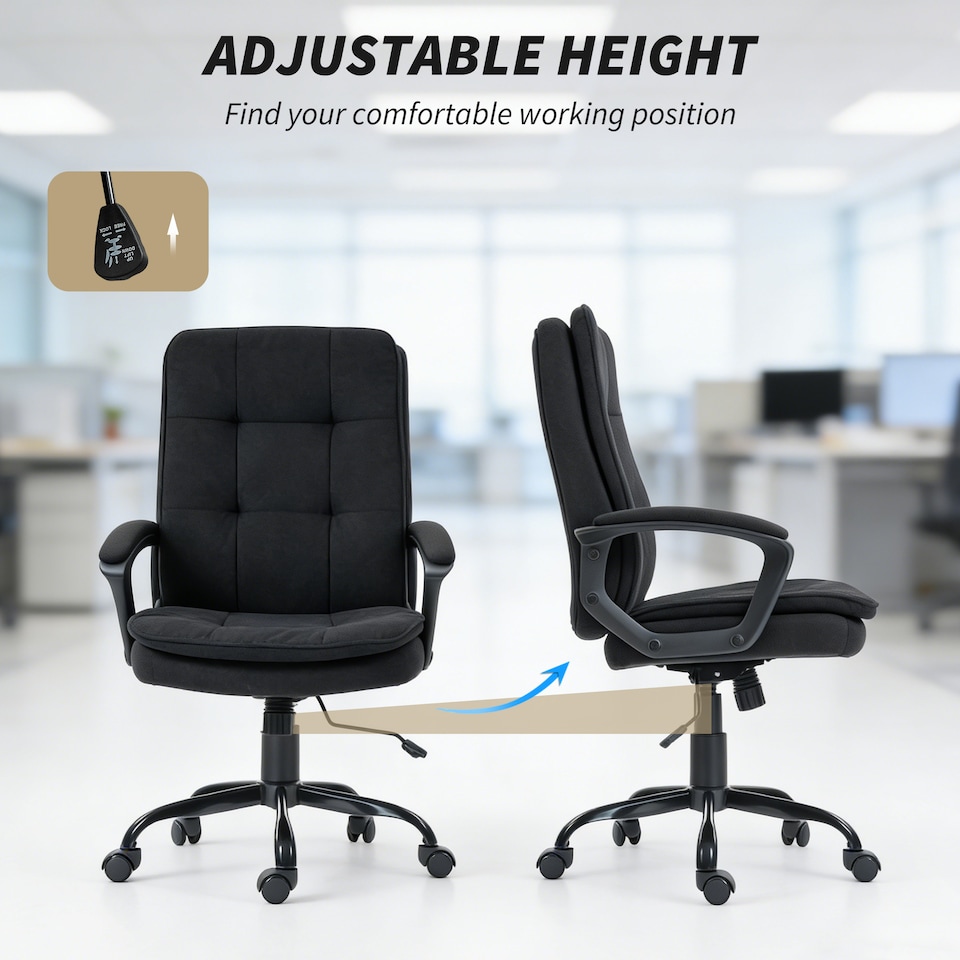 image 1 of HOMCOM Office Chair, Computer Desk Chair with Dual-Layer Padding, Black