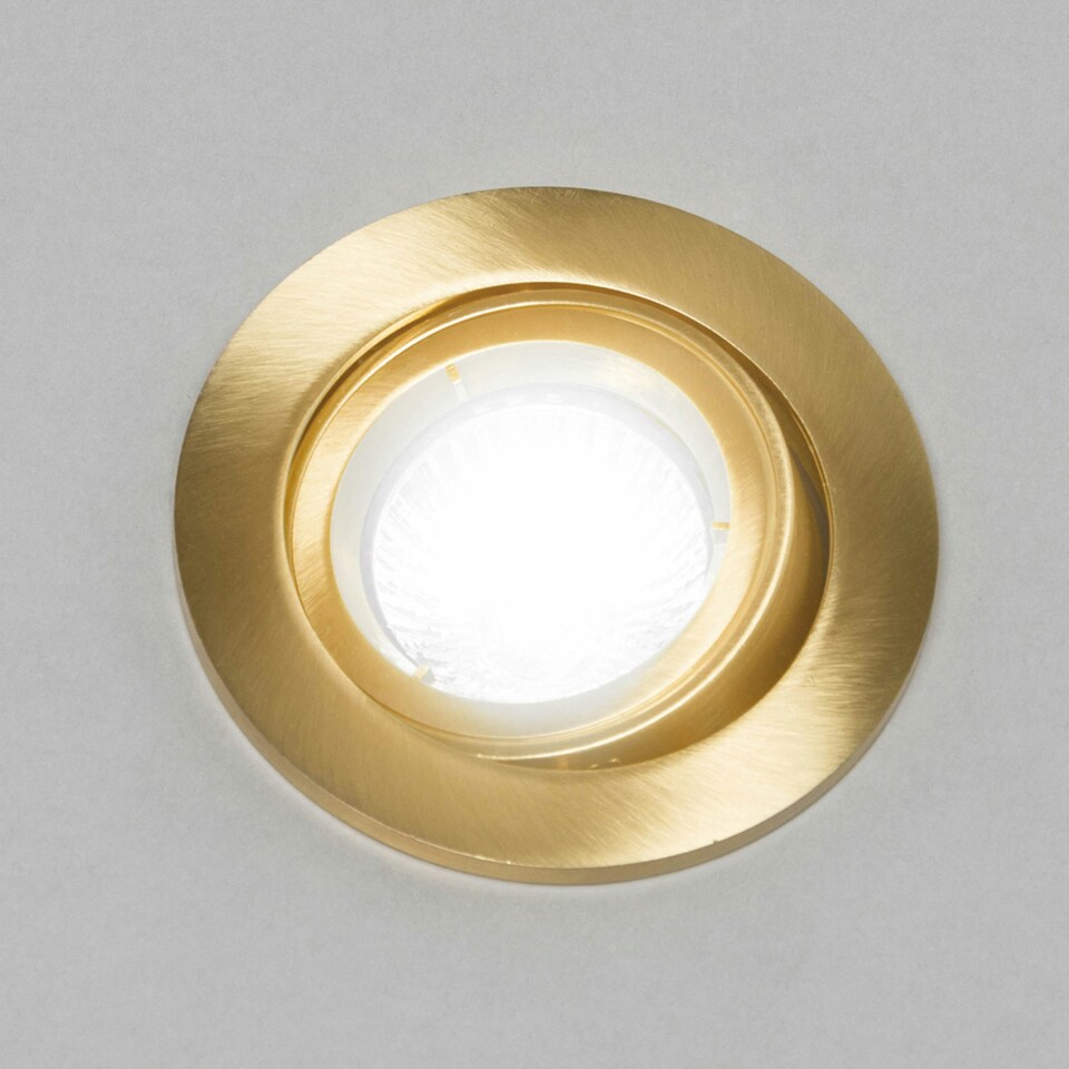 image 1 of BHS 3 x Ruva LED Fire Rated IP65 Recessed Spotlight | Gold | Satin Brass | 1