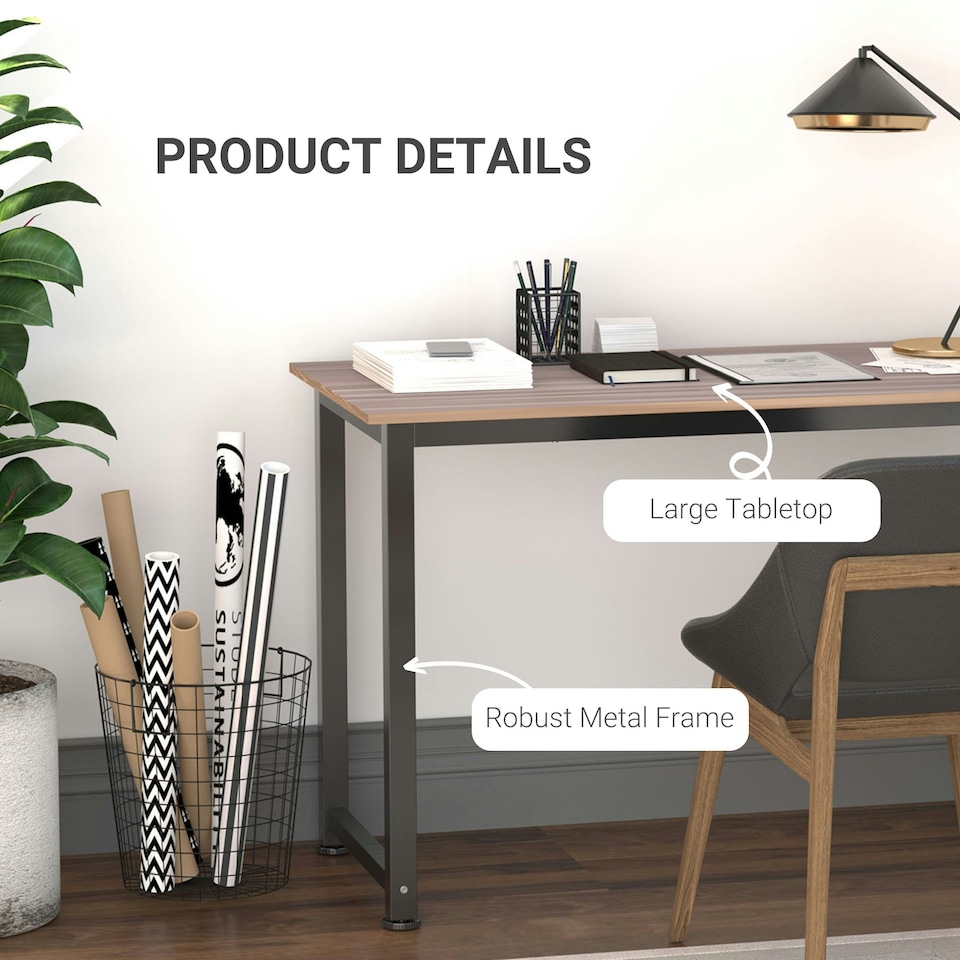 image 1 of HOMCOM Computer Desk Dining Table Writing Table with Metal Frame, Black