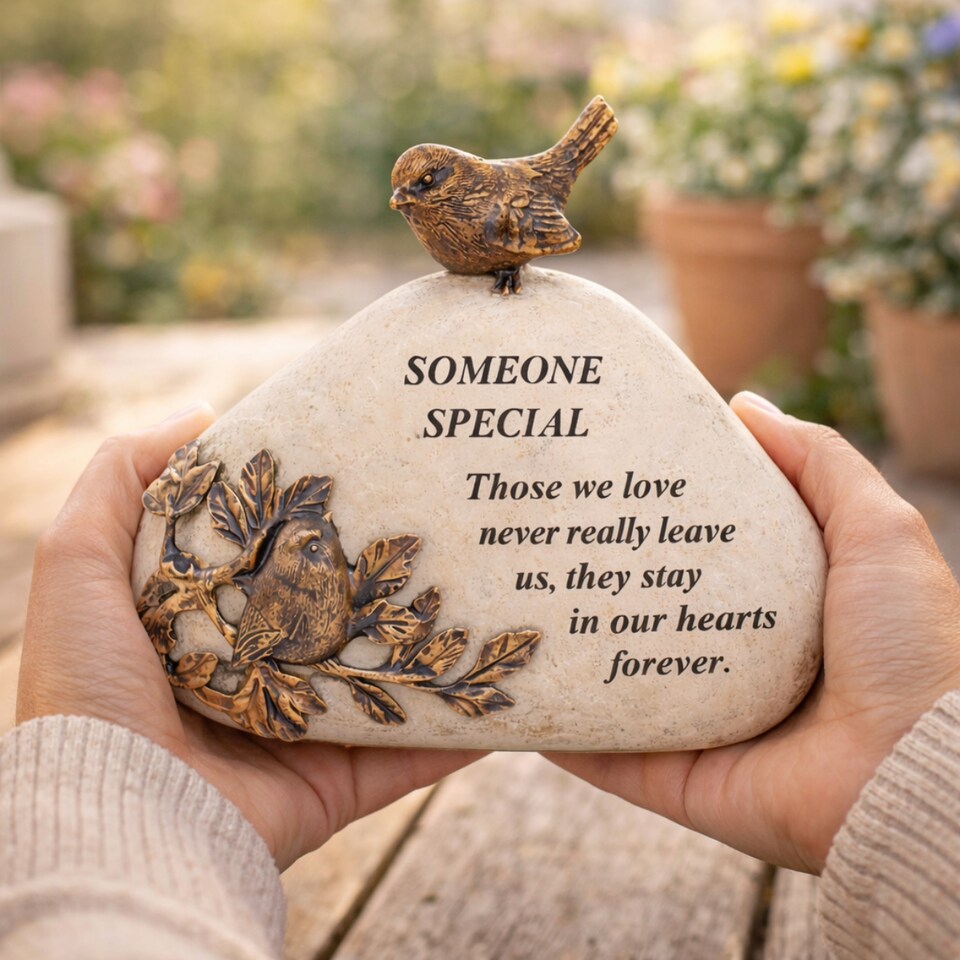 image 1 of Someone Special Bird Memorial Stone 18x16cm Graveside Plaque Gift