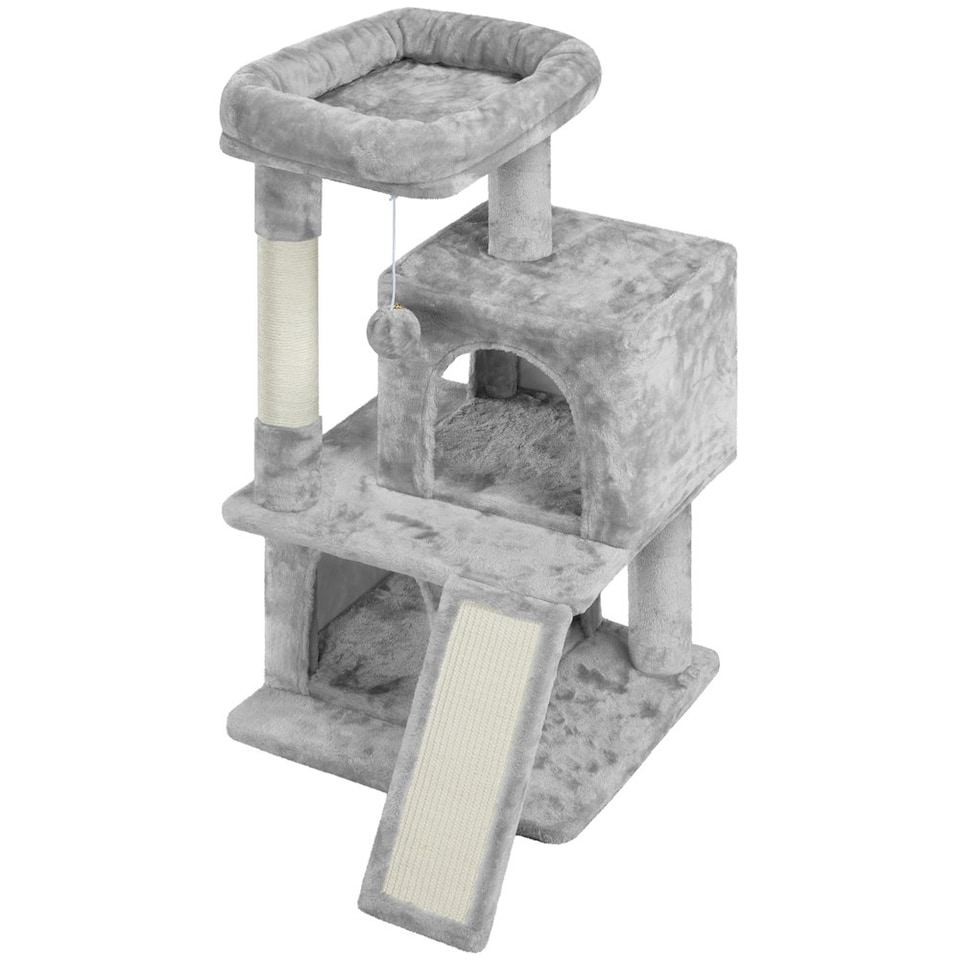 image 1 of Yaheetech 92 cm Cat Tower with Double Condos Light Grey