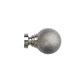 image 2 of 35mm Fixed Length Metal Curtain Pole Set Satin Silver Textured Ball Finial 50cm | Silver | Silver