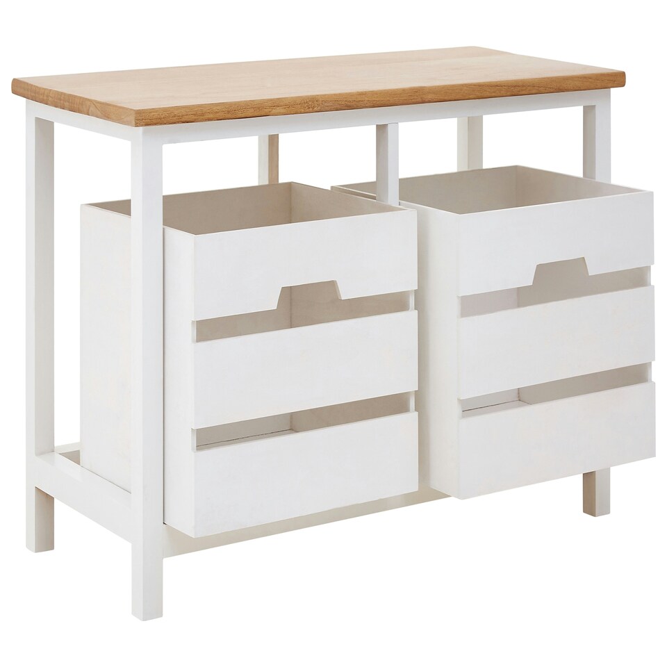 image 1 of Interiors By Premier Compact Design 2 Drawer Bench, Modern Design Chest Of Drawers For Livingroom, Minimalist Storage Chest White