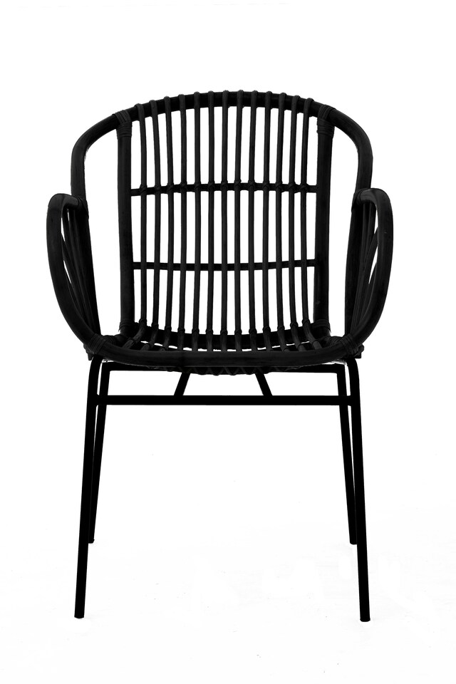 image 1 of Interiors by Premier Black Natural Rattan Chair with Raised Sides, Rustless Rattan Chair, Easy Cleaning Rattan Armchair