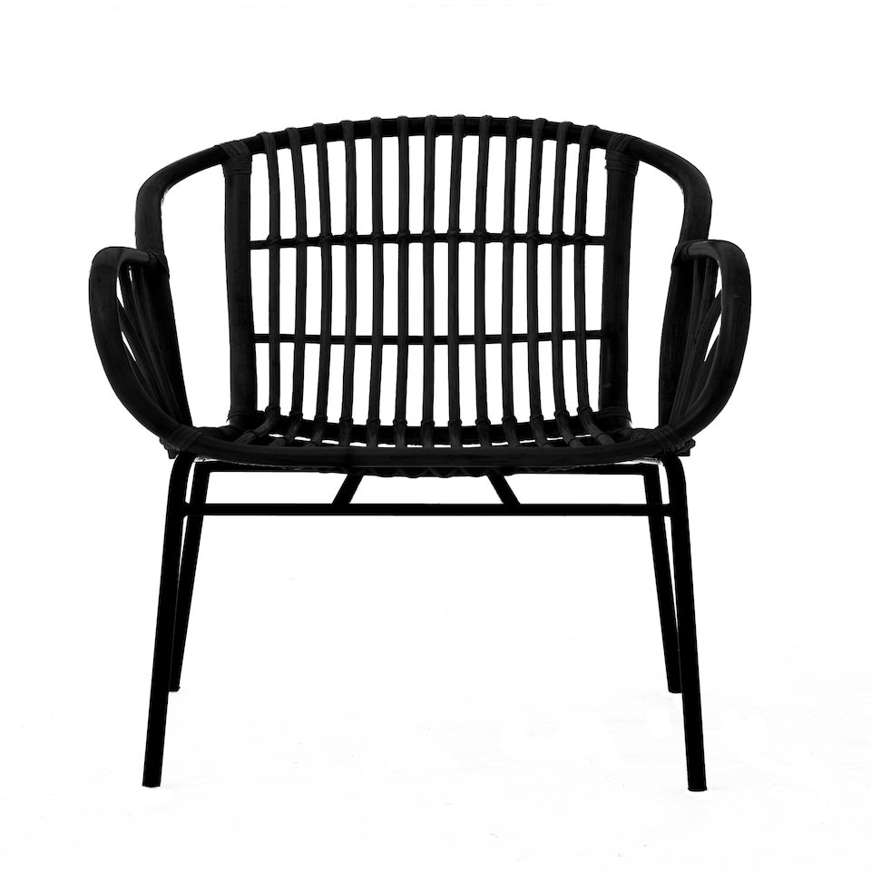 image 1 of Interiors by Premier Black Natural Rattan Chair with Raised Sides, Rustless Rattan Chair, Easy Cleaning Rattan Armchair