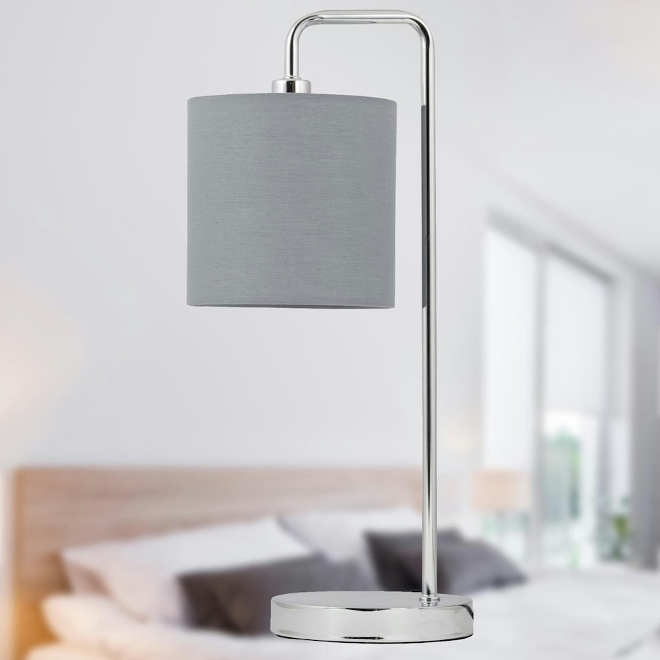image 1 of First Choice Lighting Chrome Arched Table Lamp Base Only Chrome