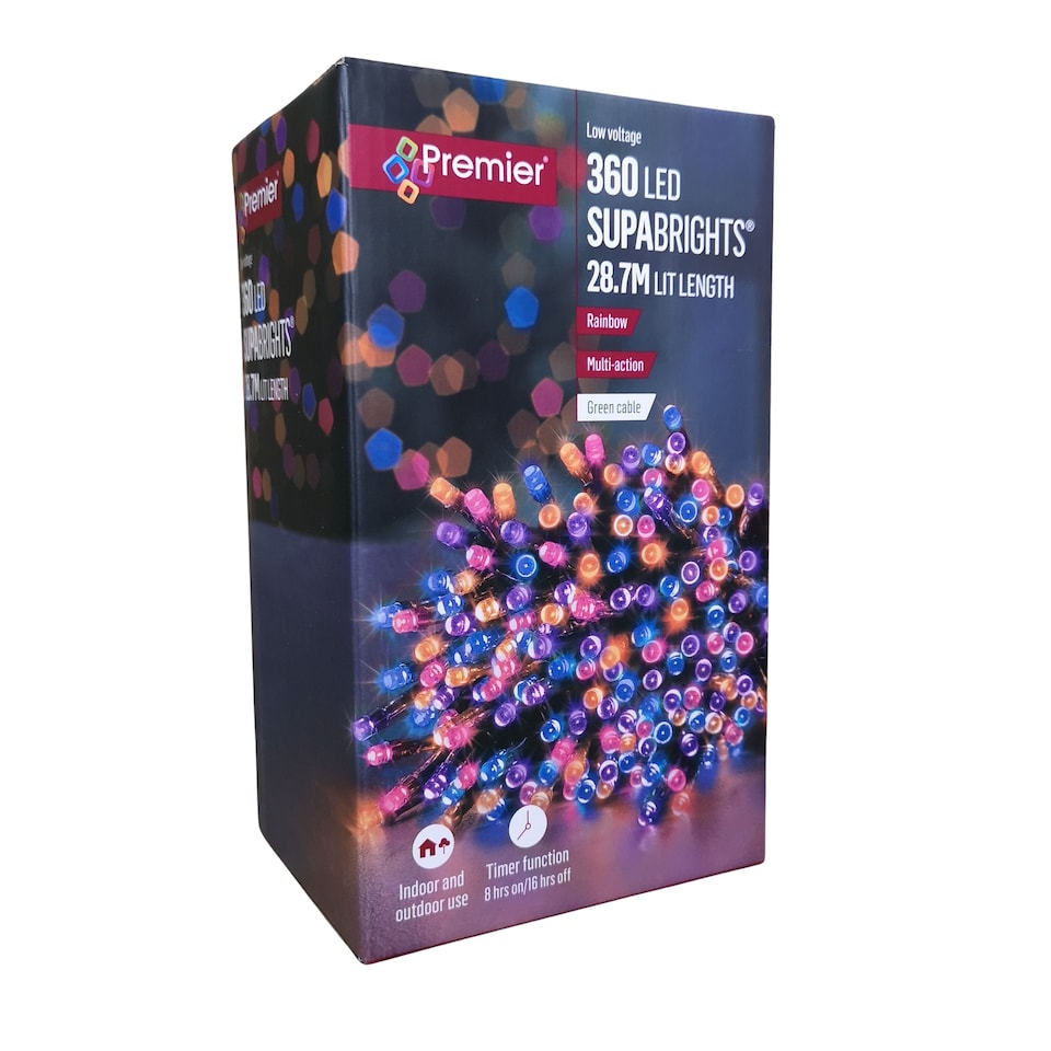 360 LED 28.7m Premier SupaBrights Indoor Outdoor Christmas Multi ...