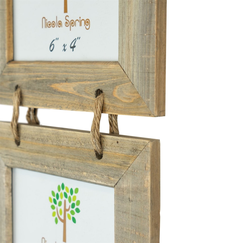 image 1 of Nicola Spring Rustic Wooden Hanging 3 Photo Frame - 6 x 4" - Natural