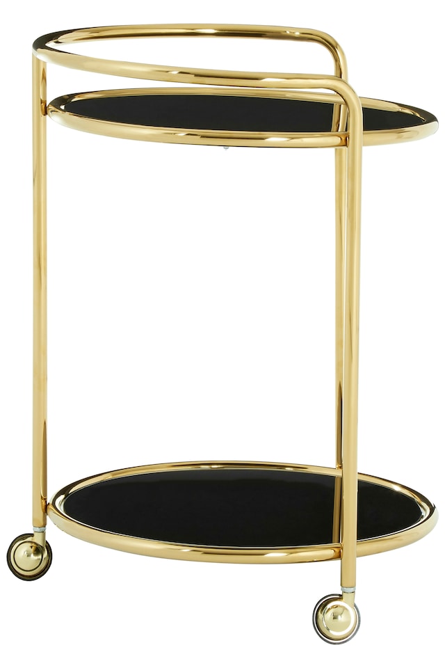 image 1 of Orsina Durable Round Gold Finish Trolley, Easy Mobility Of Kitchen Trolley, Simple Maintenance of Drinks Trolley